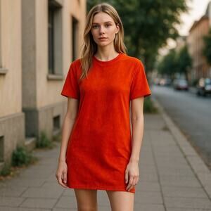 ZARA Minimalist Vegan Suede Black Short Sleeve T Shirt Style  Dress   Medium